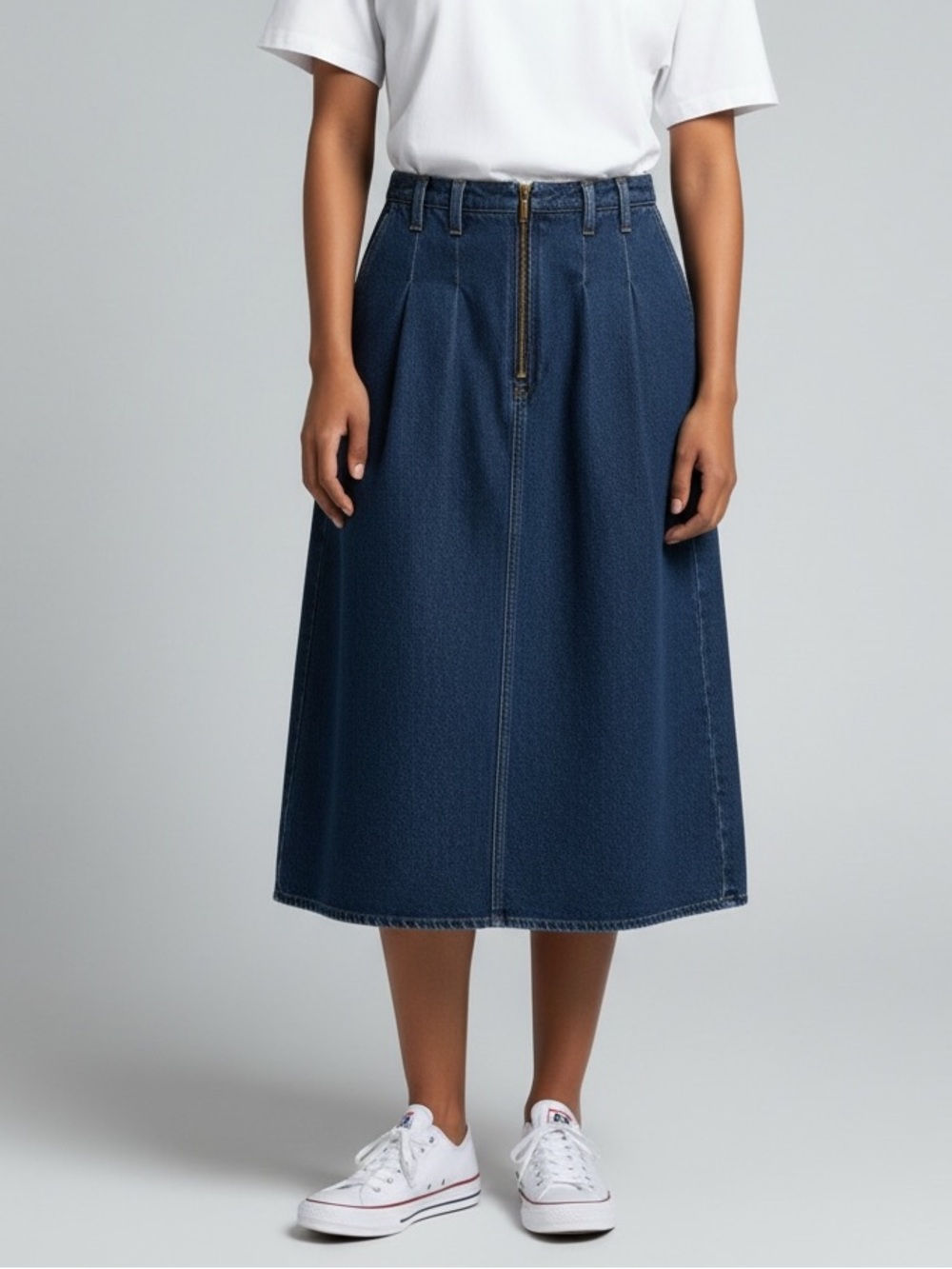 Mixed Blues•Vintage Midi Denim Skirt